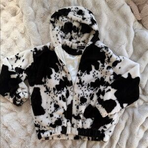 Motel Rocks Emerson Jacket In Cow Hide Black & White